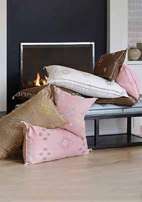 Brown White Pink Patterned Pillows