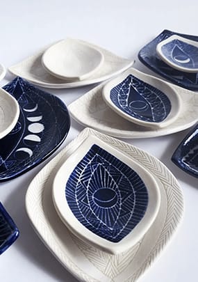 Blue and White Clay Incense Burners