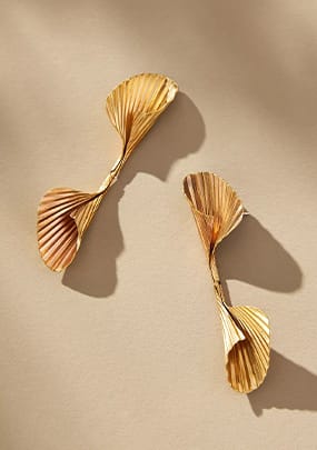 Folded Twisted Gold Earrings