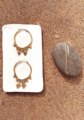 Gold Earrings Rock Sand