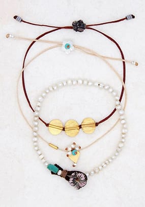 Golden Heart on Pale Pink Bracelet